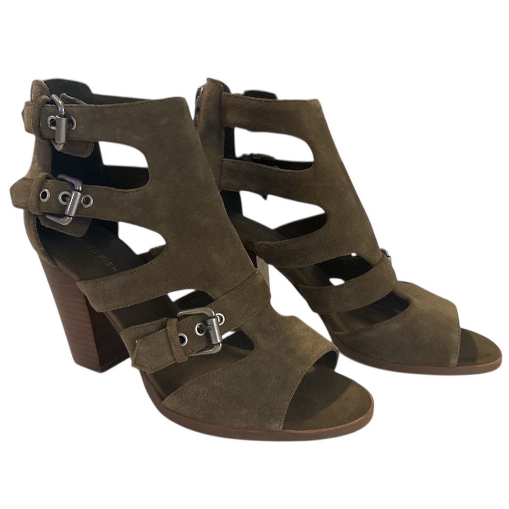 Marc Fisher Suede Sage Green Strappy Heeled Sandals - Size 8 - NWOT
